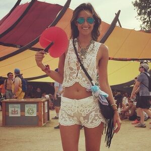 Rat & Boa white lace shorts medium